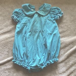 Baby blue corduroy collared bubble romper